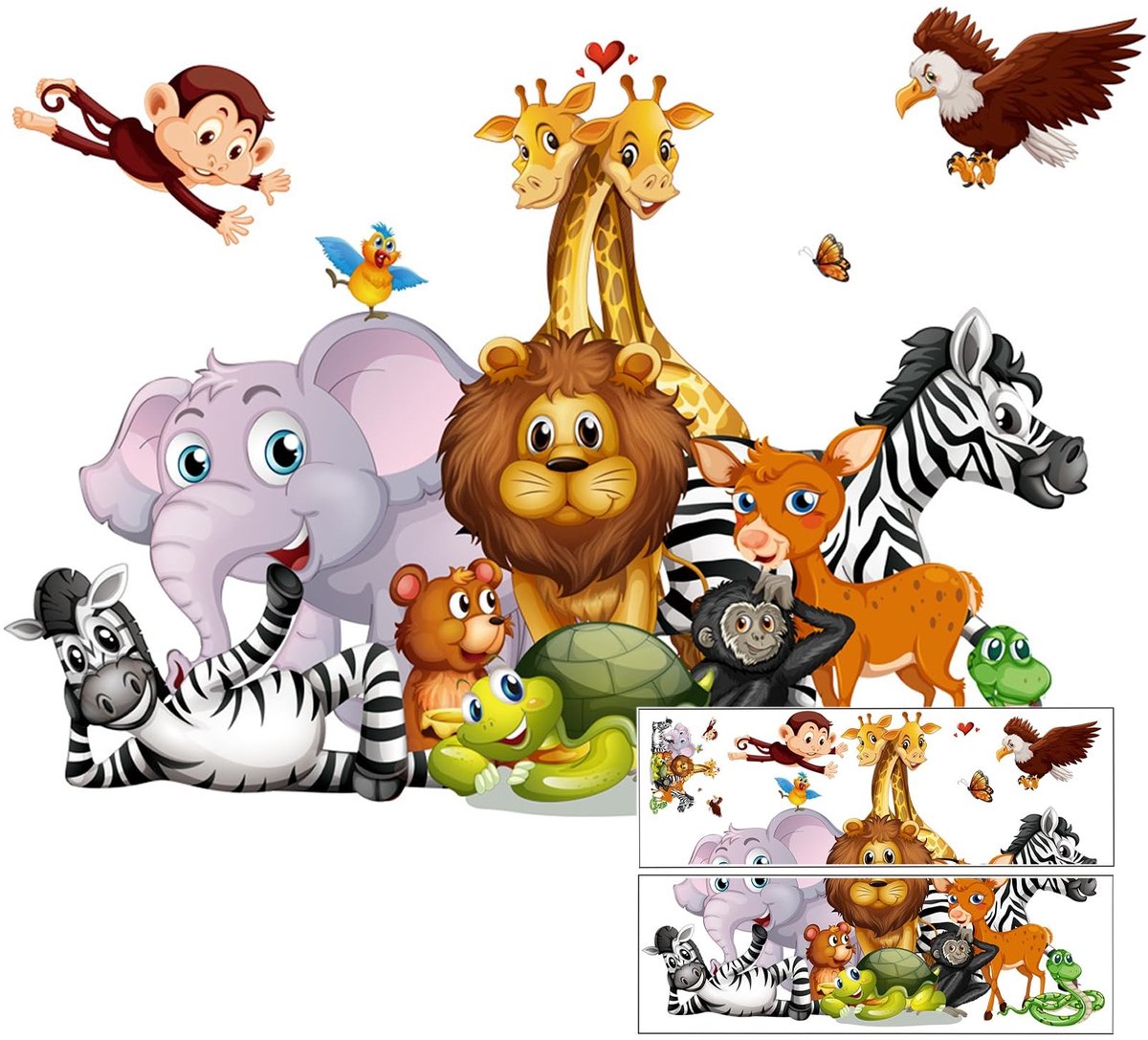 Vlemico - 3D Jungle Dier Wandstickers - Kinderen - Decoratie - Kleurvol - Muurstickers - Dierenthema - Geschikt voor Kinderkamer