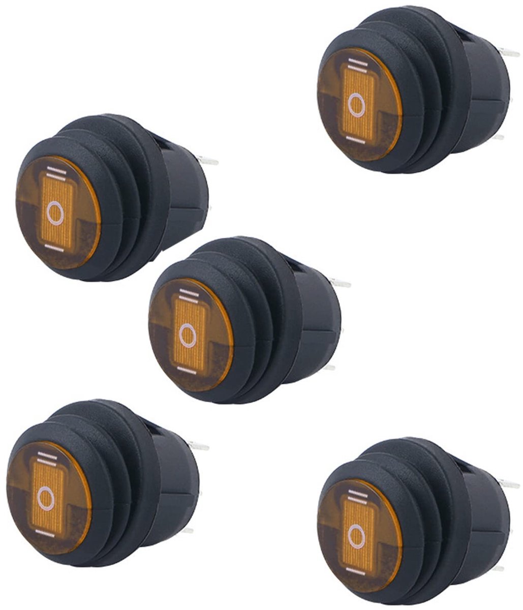 Zeynomax - LED Tuimelschakelaar - Waterdicht - 12V - AAN/UIT - Geel - Geschikt voor Auto, Boot en Truck