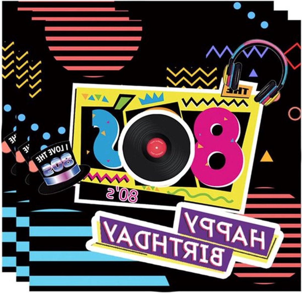 Retro 80s decoratief servet - Feestelijk en kleurrijk design