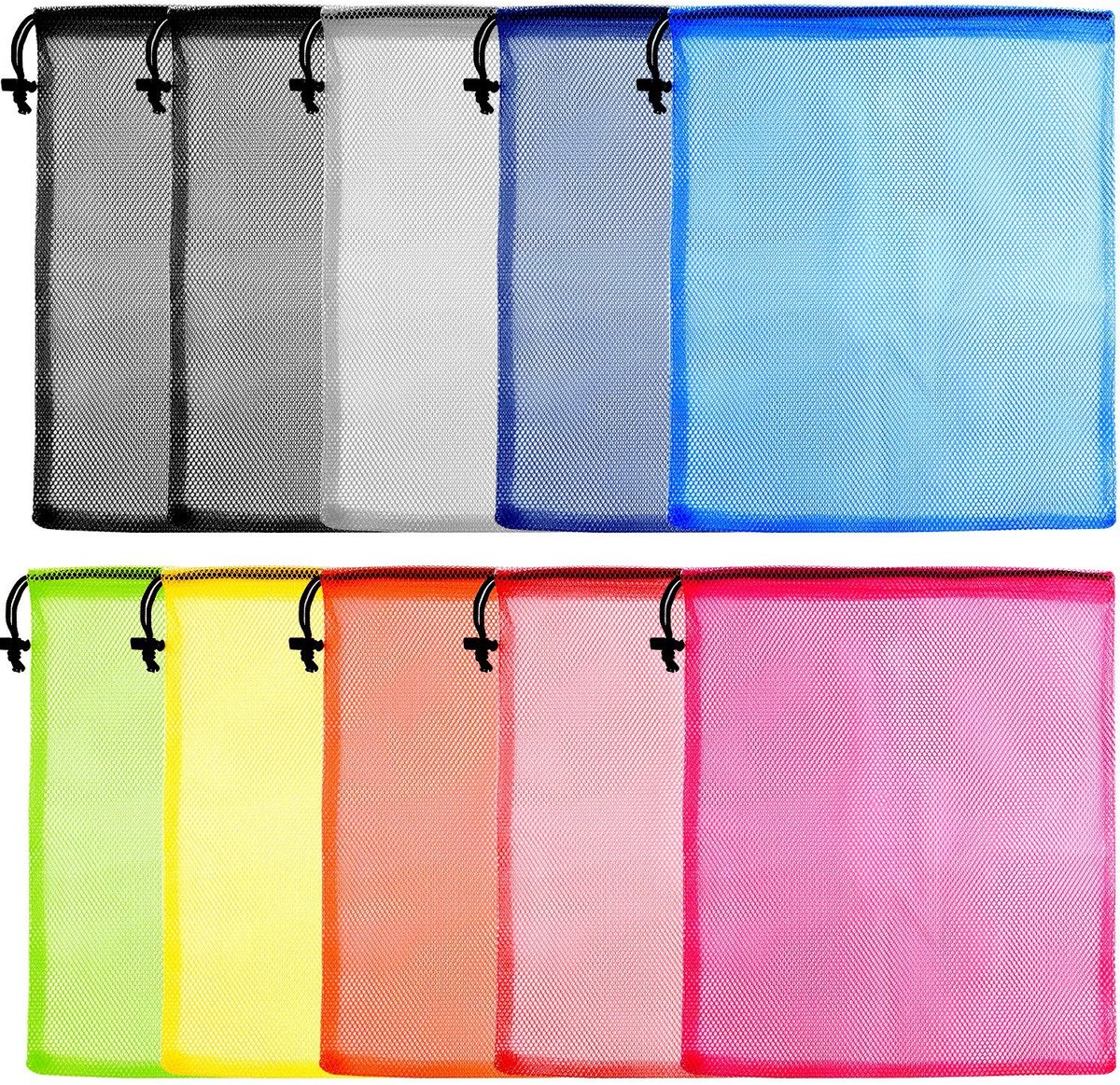 By shayne - Drawstring Mesh Bag - Opbergzakken - Lichtgewicht Nylon - Voor Sport en Reizen - 10 Stuks - Diverse Kleuren