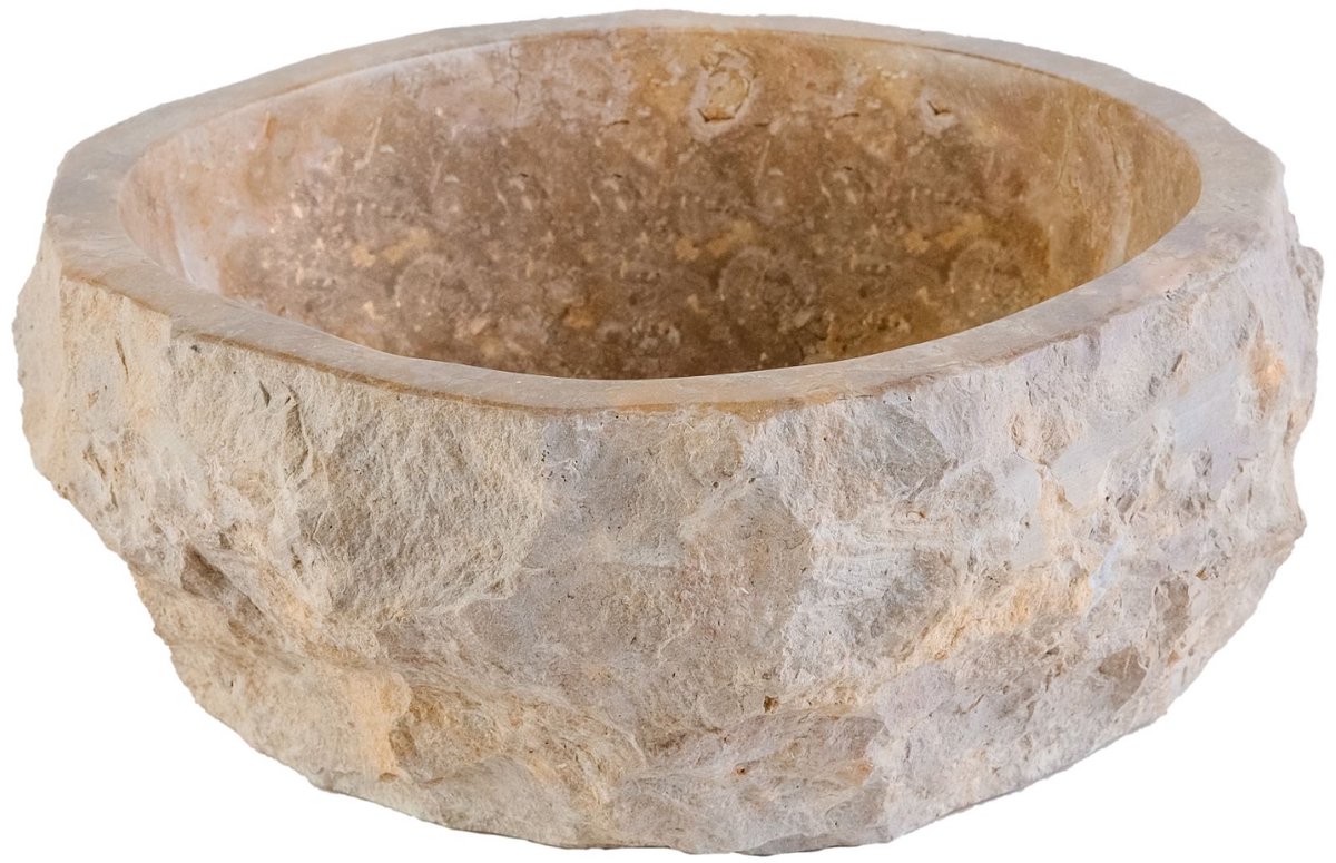 Aloni Geërodeerde Natuurmarmeren Waskom - Bruin 30-35x15cm
