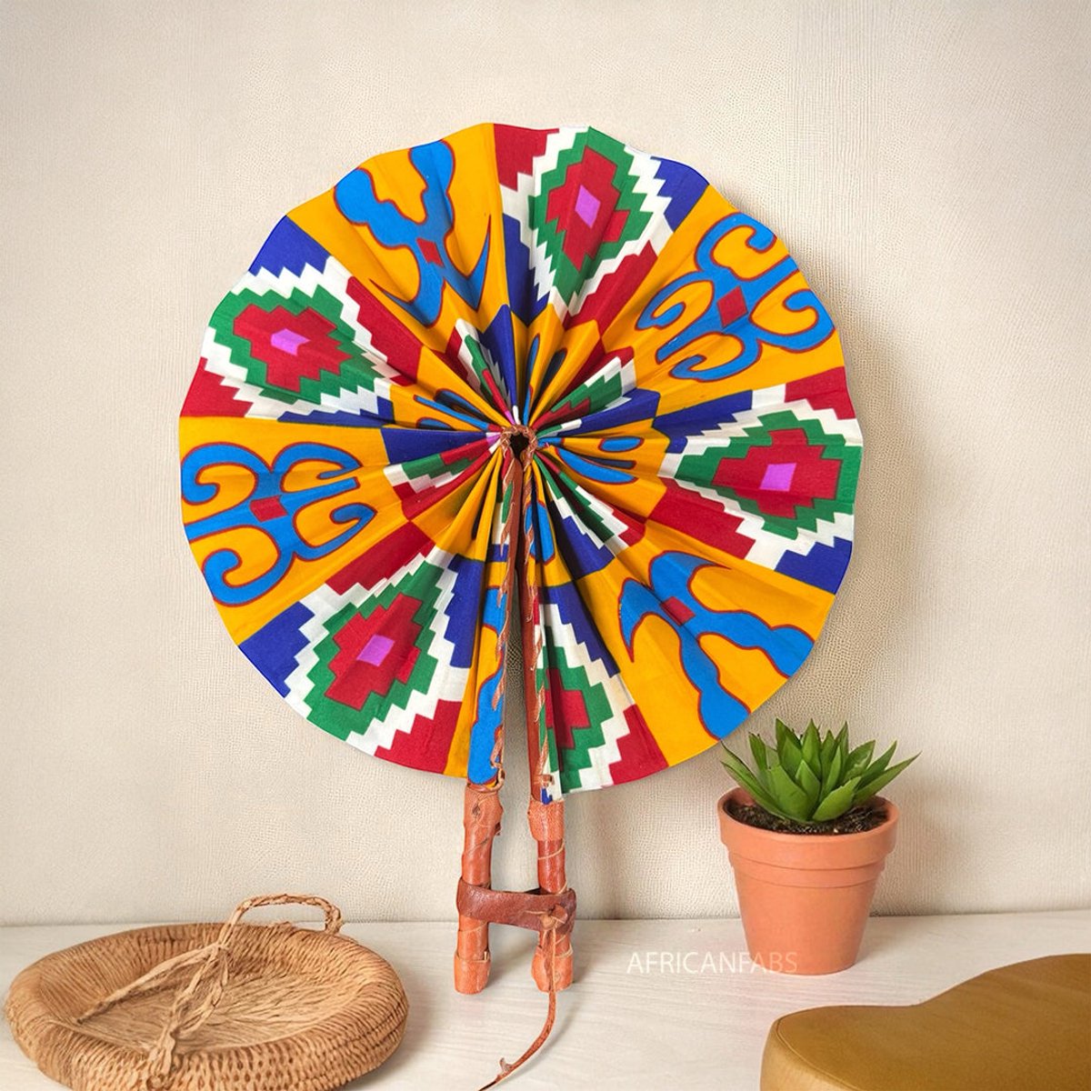 Afrikaanse handwaaier - Ankara print waaier - Thursday - kente