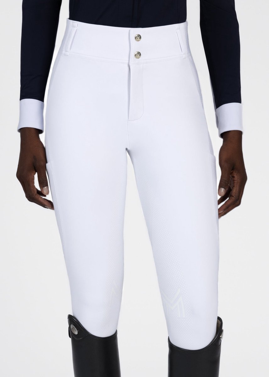 Maximilian Aero Rijbroek Full grip Dames S Wit/Goud