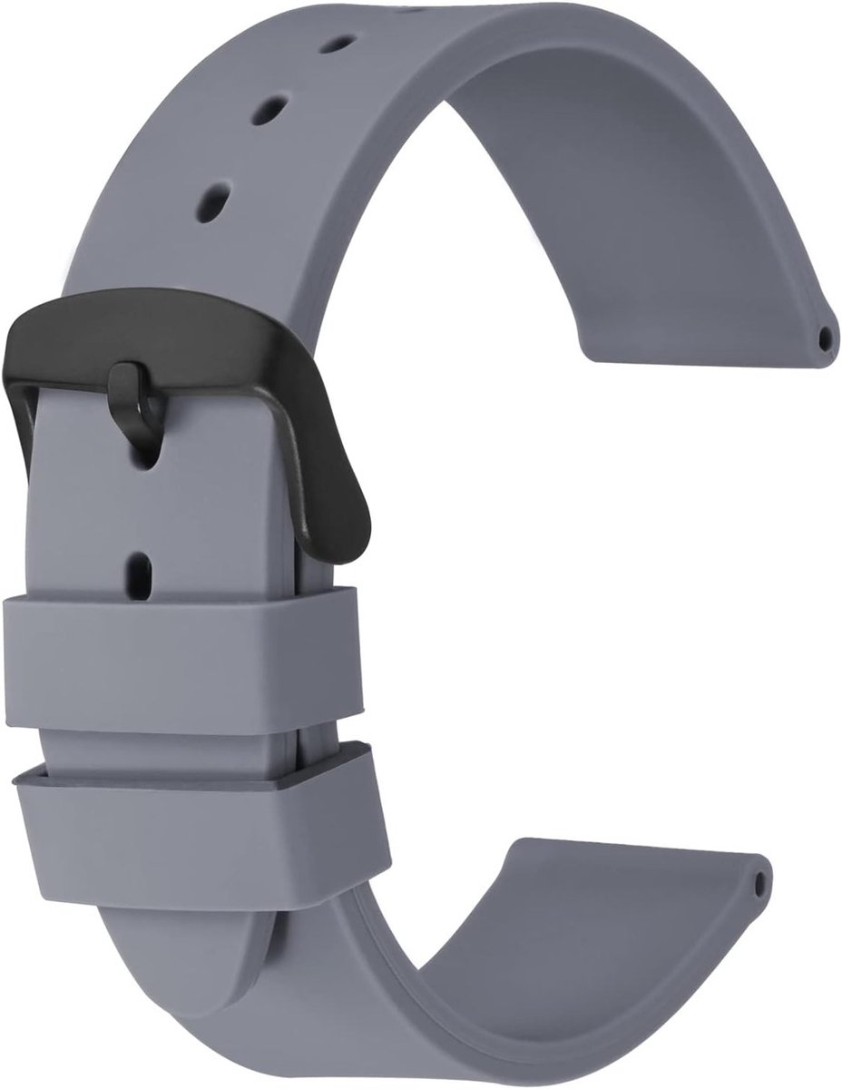 Zachte Siliconen Horlogebanden met Zwarte RVS Gesp, Vervangingsbanden 18mm 20mm 22mm 24mm voor Comfort en Stijl