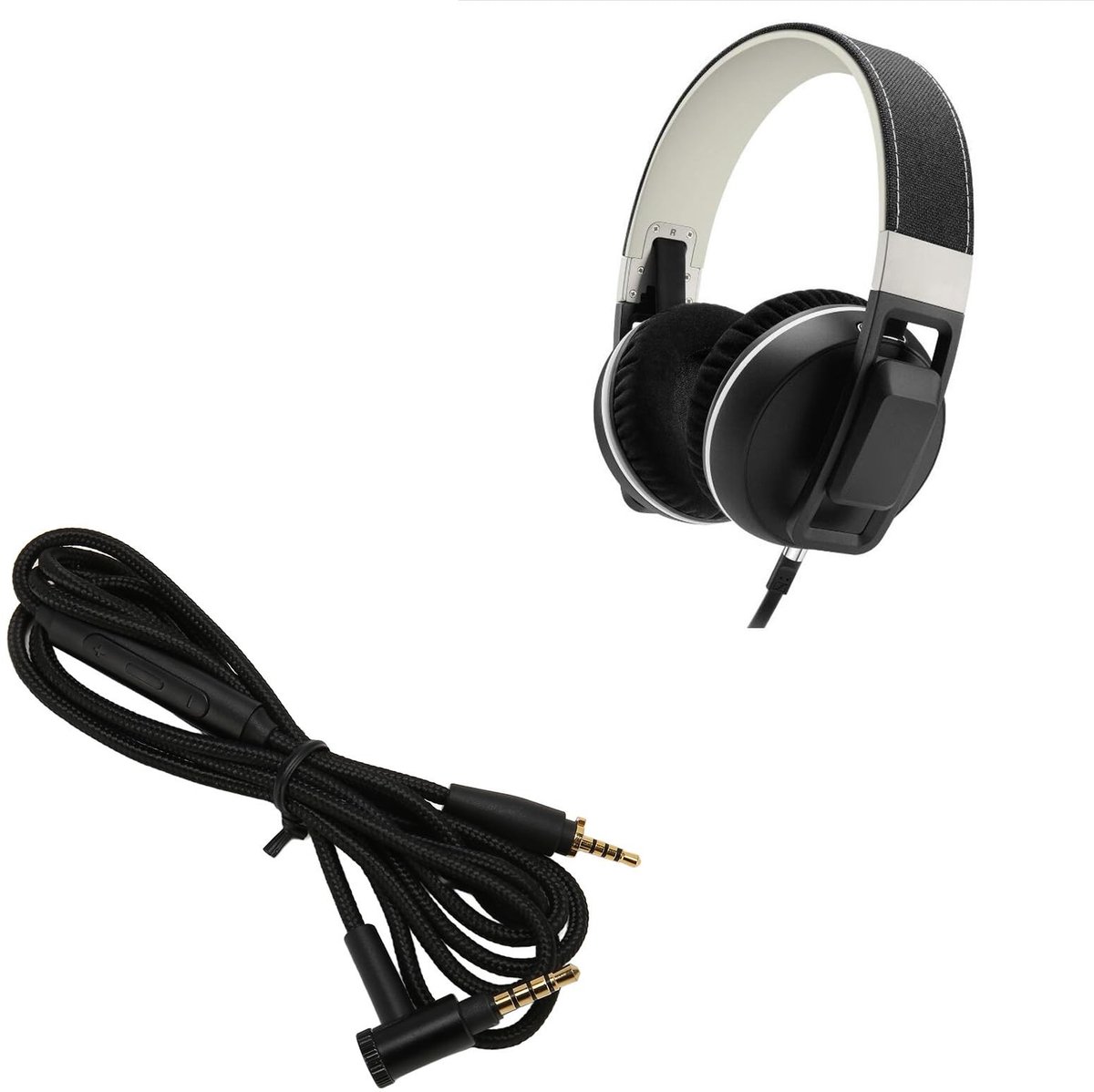 Smoakez - Vervangende Audio Kabel - 1.5M Nylon Kabel - Met Microfoon - Voor Hoofdtelefoons - Hoogwaardige Geluidskwaliteit - Geschikt voor Muziek -...
