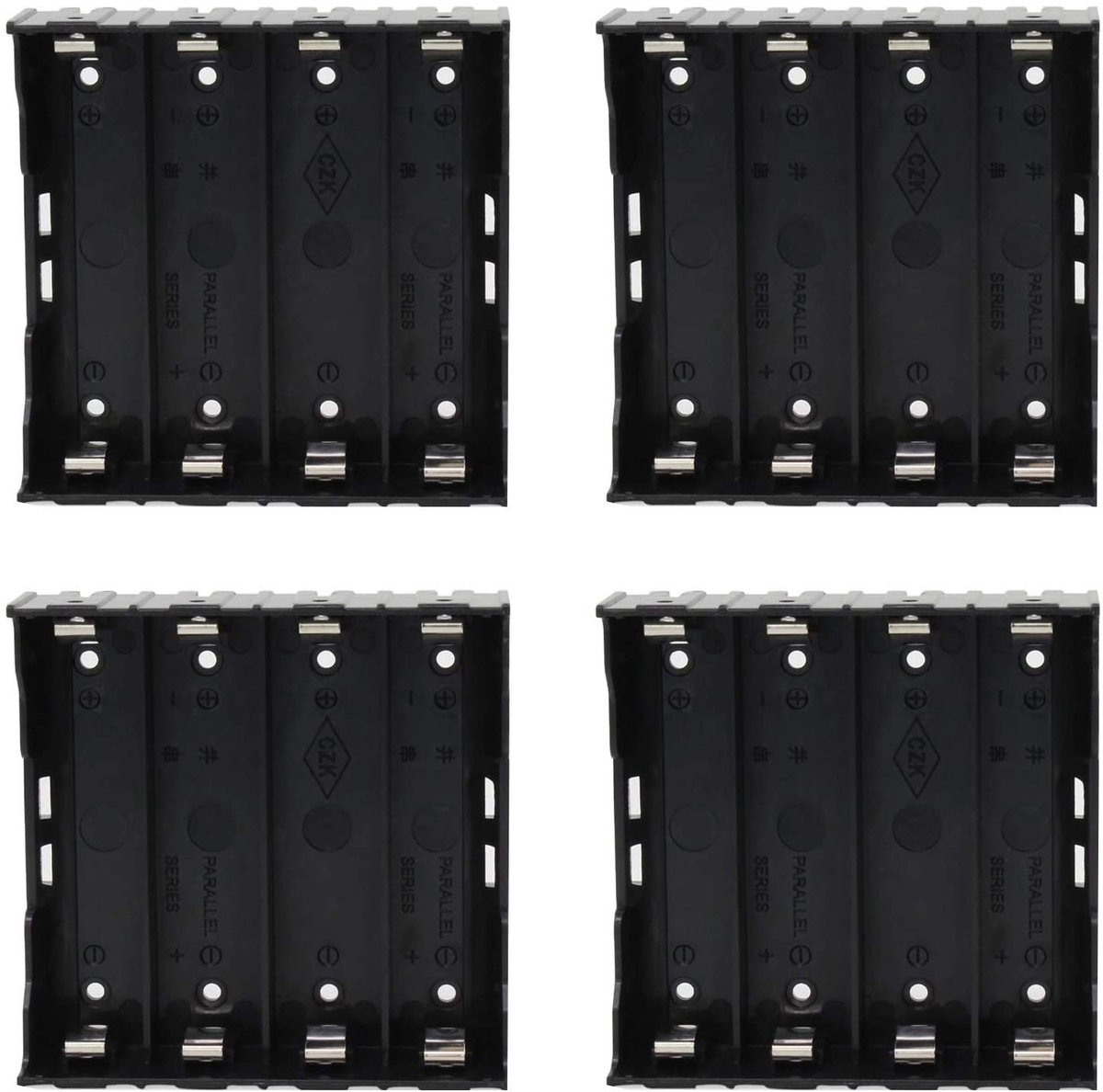 Smoakez - 18650 batterijhouder - kunststof batterijafdekking - opbergdoos met pinnen - 4 stuks - batterijopslag - geschikt voor 14500 - 2 opber...