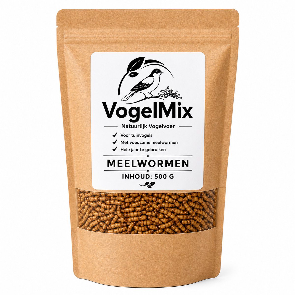Gedroogde Meelwormen 500G - Vogelvoer voor Tuinvogels Buitenvogels Tuinvogelvoer VogelMix