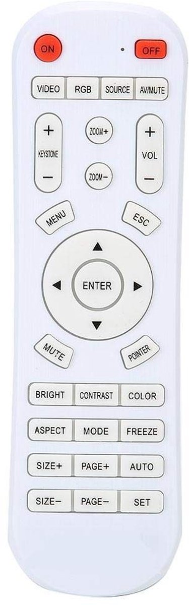Dailygoods - Projector afstandsbediening - Universele vervanging - Tot 10 meter bereik - Wit - Geschikt voor diverse projectoren - Gebruiksgemak gegar