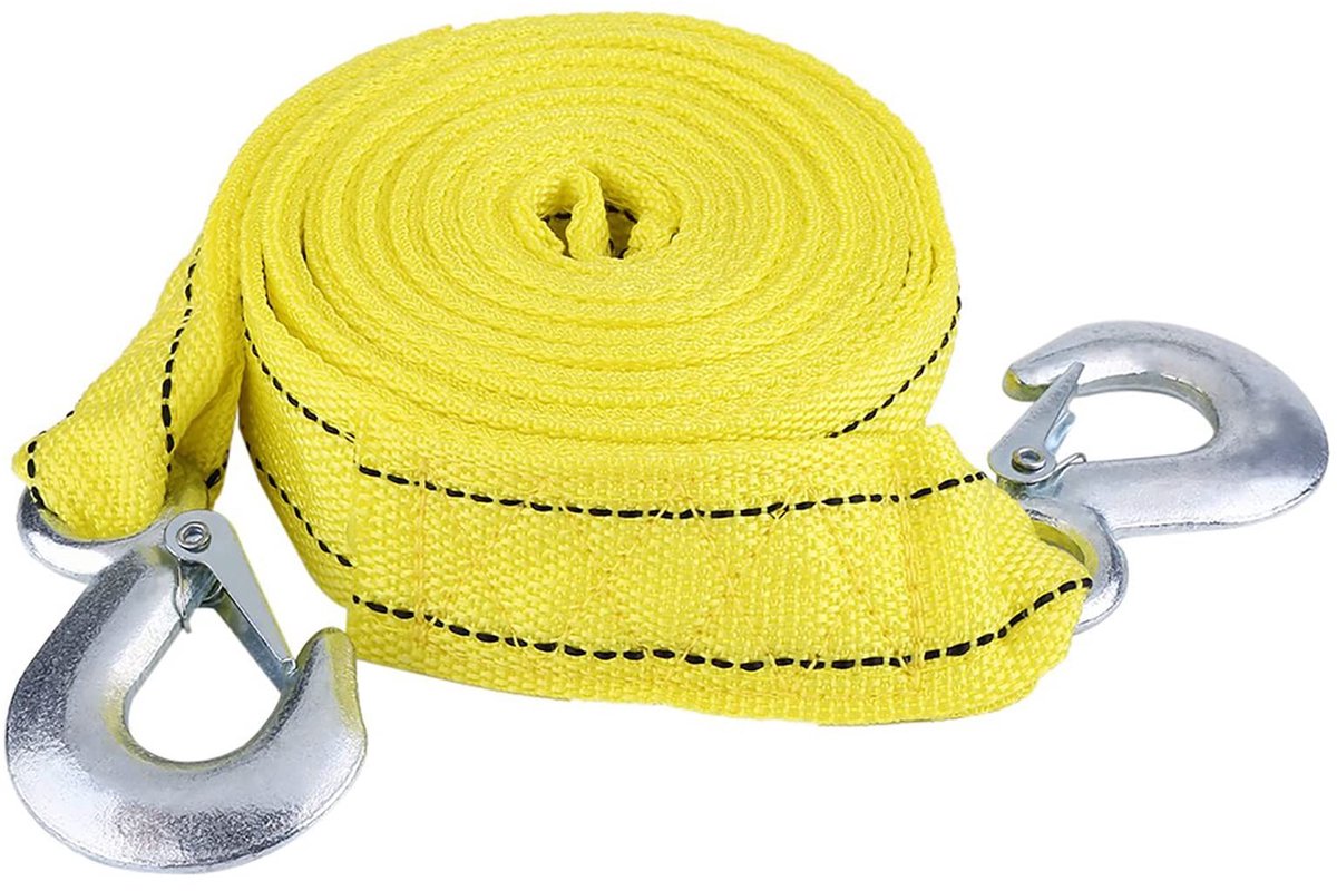 Dailygoods - Trekhaak - Aanhangwagen kabel - 5 ton belasting - 4 meter lang - Hulpvoertuiggereedschap - Ideaal voor noodsituaties - Stevige trekriem