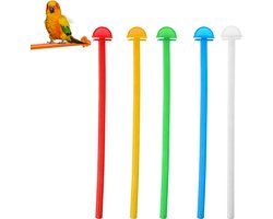 5 Stuks Vogel Stokken– Kleurrijke Kunststof Zitstang – vogelstokjes voor parkiet Kanaries Papegaaien en Kleine Vogels – Duurzame Vogelstok - Vogelkooi Accessoires