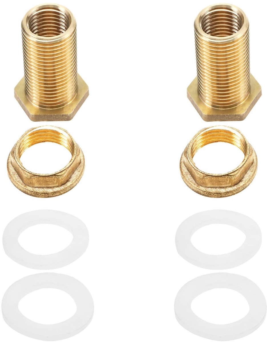Dailygoods - Watertank Connector - 2 Stuks Messing - Duurzaam en Veilig - Goud - Regenvat Aansluiting - Ideaal voor Wateropvang - 1/2 Inch
