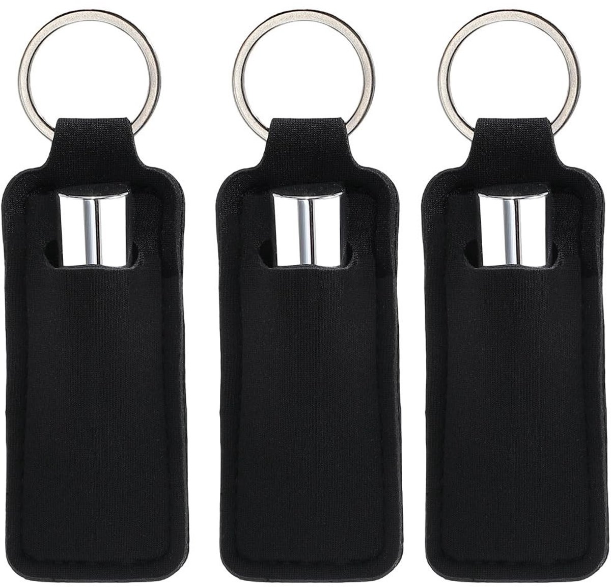 Dailygoods - Lippenbalsemhouder - Sleutelhanger - Perfect voor onderweg - Zwart - Make-up etui - Handig voor vrouwen - Reizen