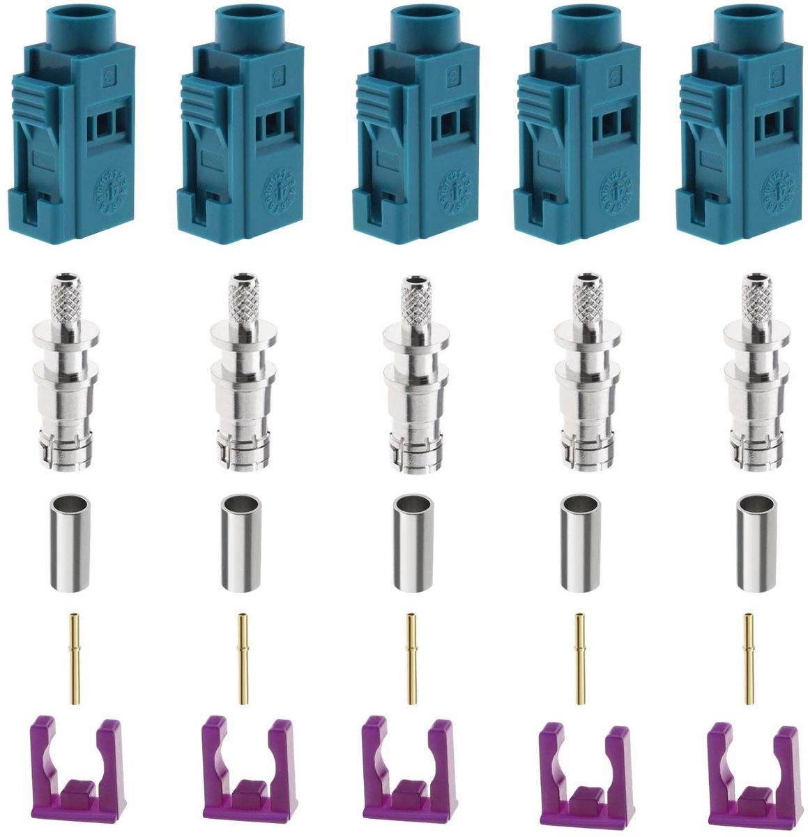 Smoakez - Fakra Vrouwelijke Connector - Antenne Connectoren - 5 Sets - Krimpen of Solderen - Auto Kabel - Geschikt voor RG174/RG316