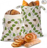 Broodzak - 2 stuks - Bijenwas Broodzakken - Linnen - Herbruikbare - Broodbakken - Voor Zelfgebakken Brood - 43x33cm - K