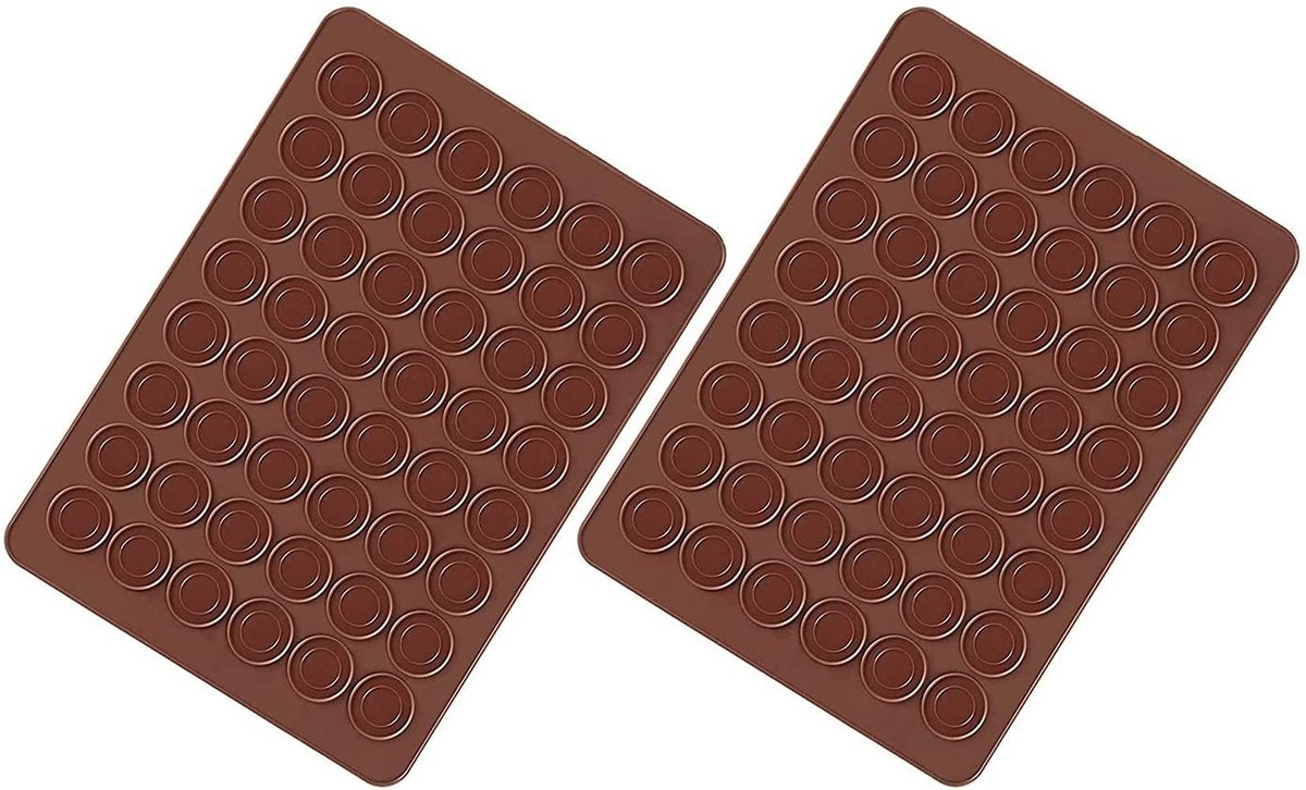 Dailygoods - Macarons Bakmat - Siliconen Antiaanbaklaag - 48 Putten - Bruin - Duurzaam en Hittebestendig - Perfect voor Bakliefhebbers - 39 x 29 cm