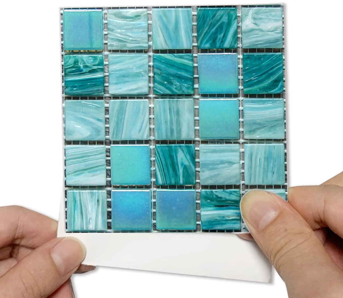 Elzusha - Tegelstickers - Zelfklevend - 25 Stuks - Pauwenblauw Mozaïek Effect - Wanddecoratie - Geschikt voor Badkamer - Keuken