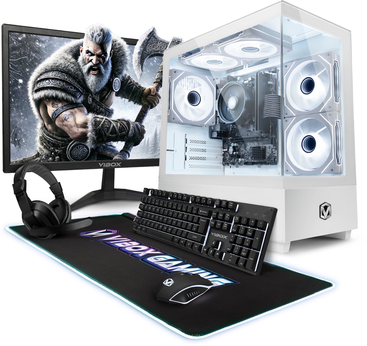 Vibox Gaming PC Set - Ryzen 3 3200G - Onboard Videokaart - 16GB RAM - 480GB SSD - Windows 11 - WiFi 6 + Bluetooth 5.4 - 22" Monitor + Accessoires