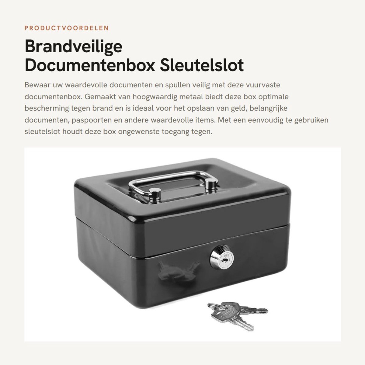 Dailygoods- Brandwerende Documentbox - Geldkistje met Sleutel - Veiligheidsbox voor Waardevolle Spullen - Duurzaam Metaal - Eenvoudig te Gebruiken - Ideaal voor Documenten en Geld - Geldkluis