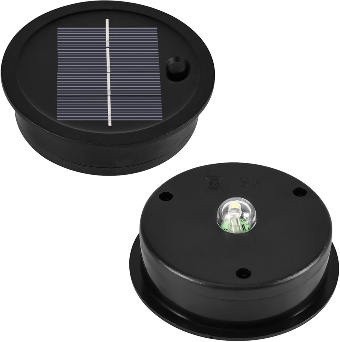 Dailygoods- Solarlampen 2 Stuks - Warm Wit Licht - IP65 Waterdicht - Zonnepaneel - Lantaarn - Ingebouwde Lichtsensor - 8,1 cm Hoog - Zonneverlichting