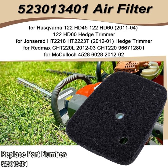 Dailygoods- Luchtfilter vervangend onderdeel - voor Husqvarna 122 HD45/HD60 - Jonsered HT2218/HT2223T - McCulloch SuperLite 4528 - hoogwaardig filterpapier - verbetert luchtstroom - Filter van Dailygoods — afbeelding 4