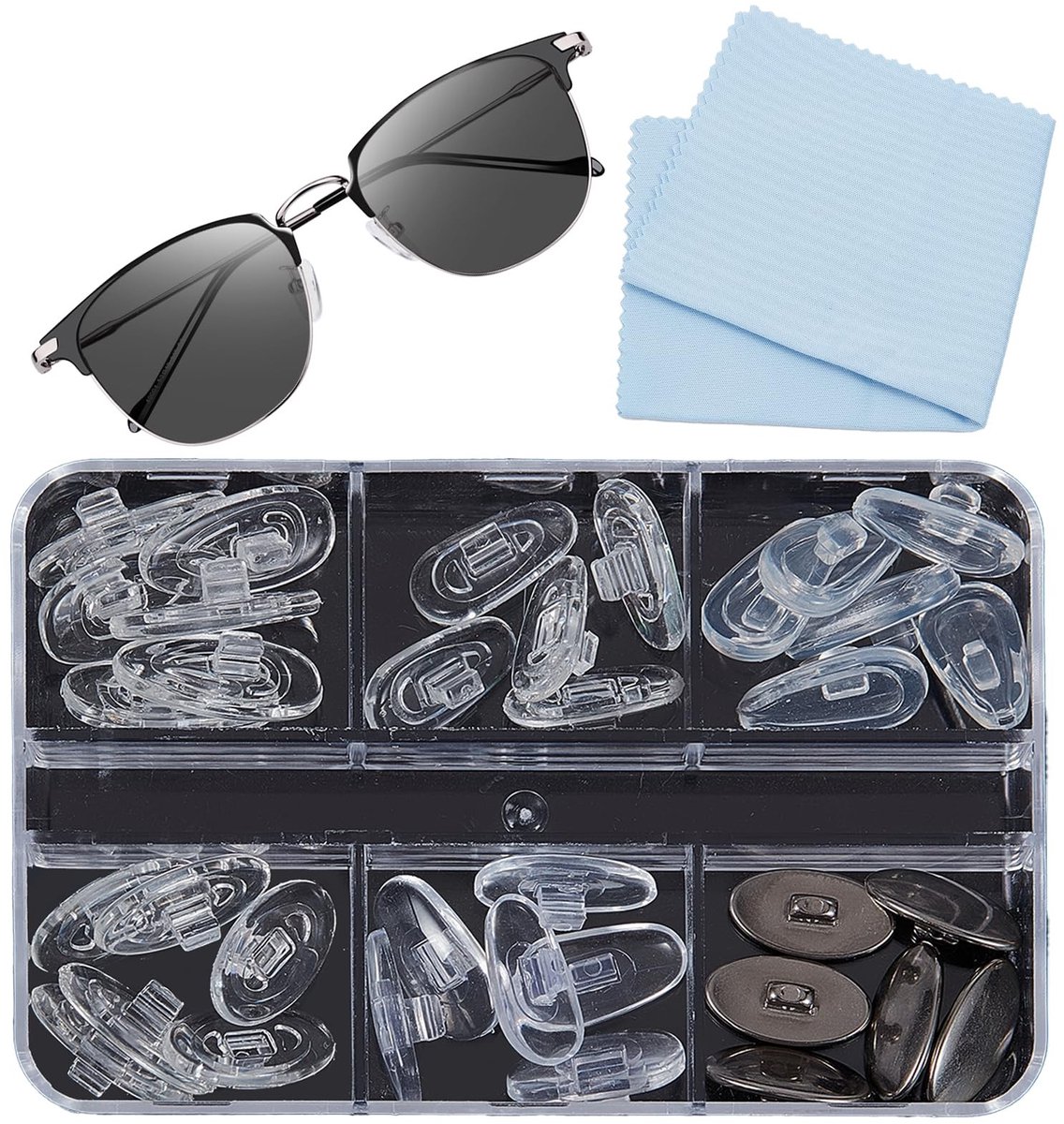 Dailygoods - 18 Paar Neuspads voor Brillen, Comfortabele Vervangingen in Diverse Maten