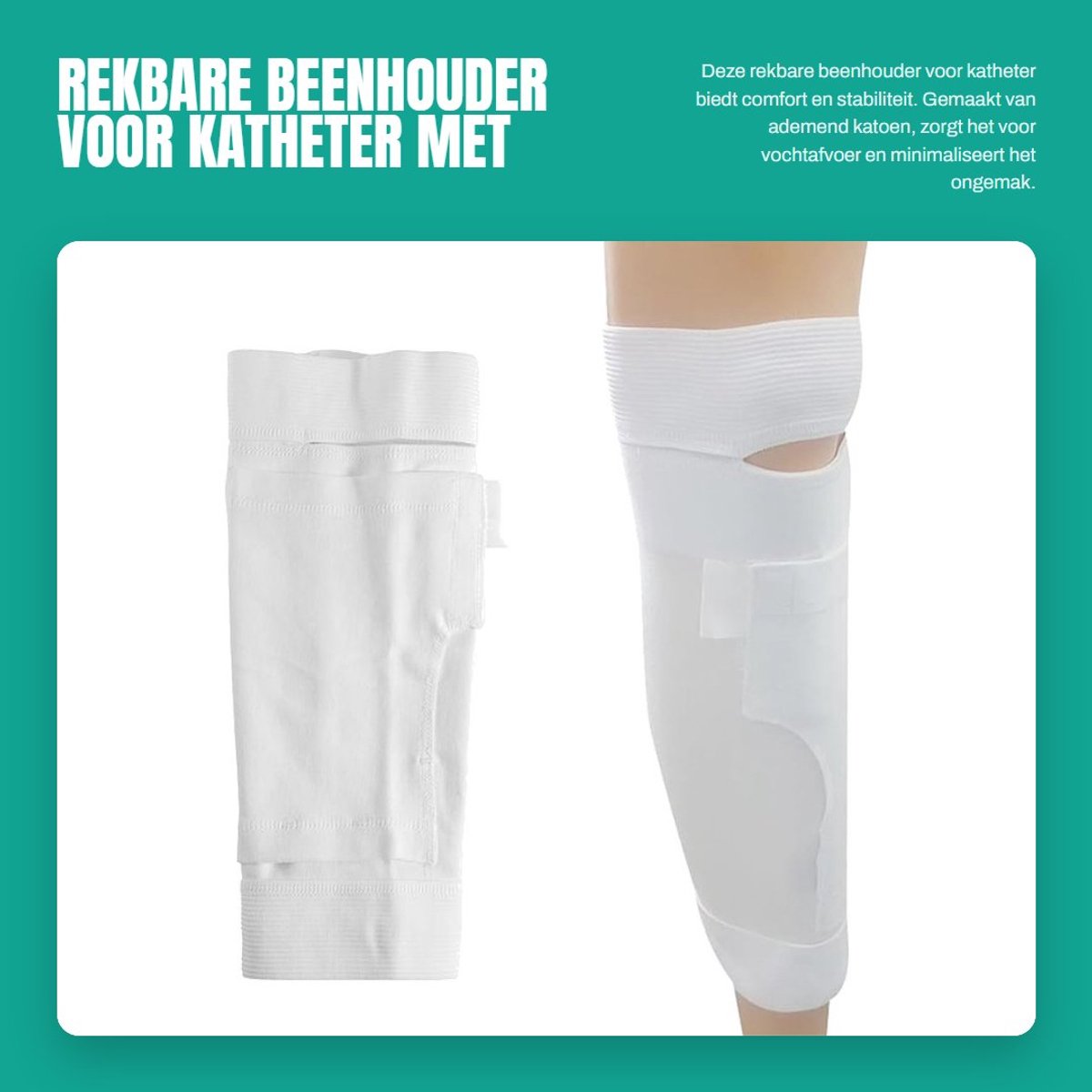 Dailygoods- Beenzak met riem - Rekbare Beenzakhouder - Urinezakhouder/Catheterhouder - Ademend Katoen - Maat M - Machinewasbaar - Urinezak