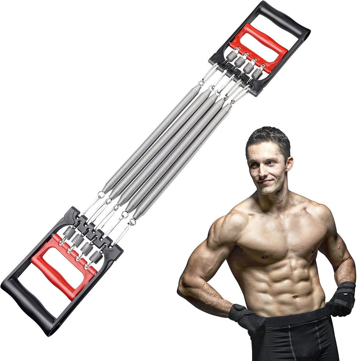 Dailygoods- Borstexpander Verstelbaar - Fitnesskabel - Trekkrachtverlenging - Antislip Handgreep - 5 Afneembare Veren - Duurzaam Materiaal - Fitness Expander
