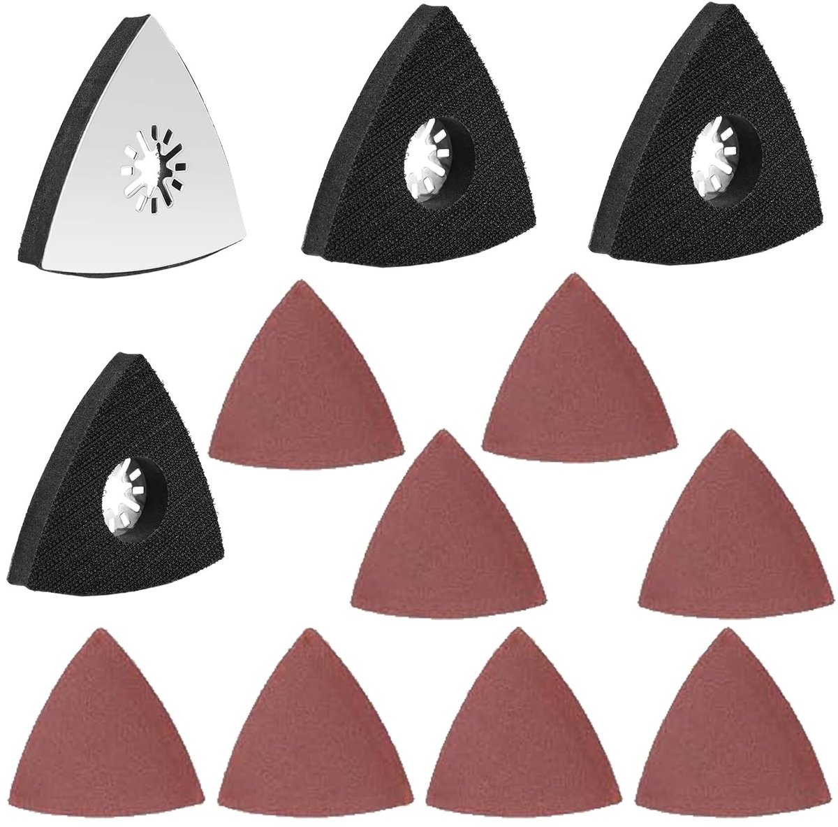 Dailygoods- Schuurplaat 80 mm - Driehoekige Schuurschijven - 4 Stuks - Accessoires voor Multitools - Professionele Schuurplaat - Voor Hout/Metaal - Schuurschijf