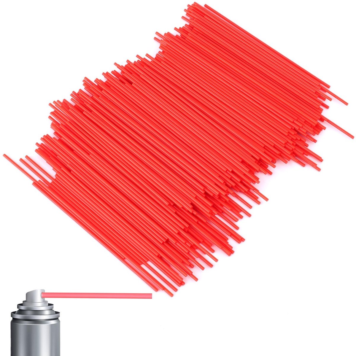 Dailygoods- Spuitbusrietjes 400 Stuks - 12cm Lang - Rood - Vervangende Verlengbuizen - PP Materiaal - Lichtgewicht en Duurzaam - Aerosol Rietjes