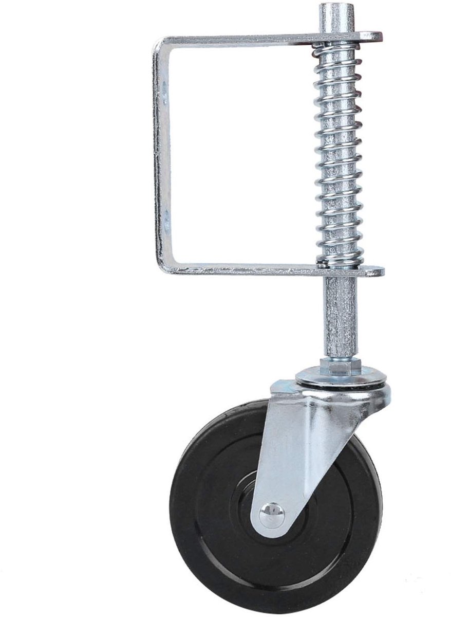 Dailygoods- Wiel met Schokabsorptie - Zware Duurzame Caster - Universele Beugel - Hoogte Verstelbaar - 100kg/220lbs Capaciteit - Voor Houten Poorten