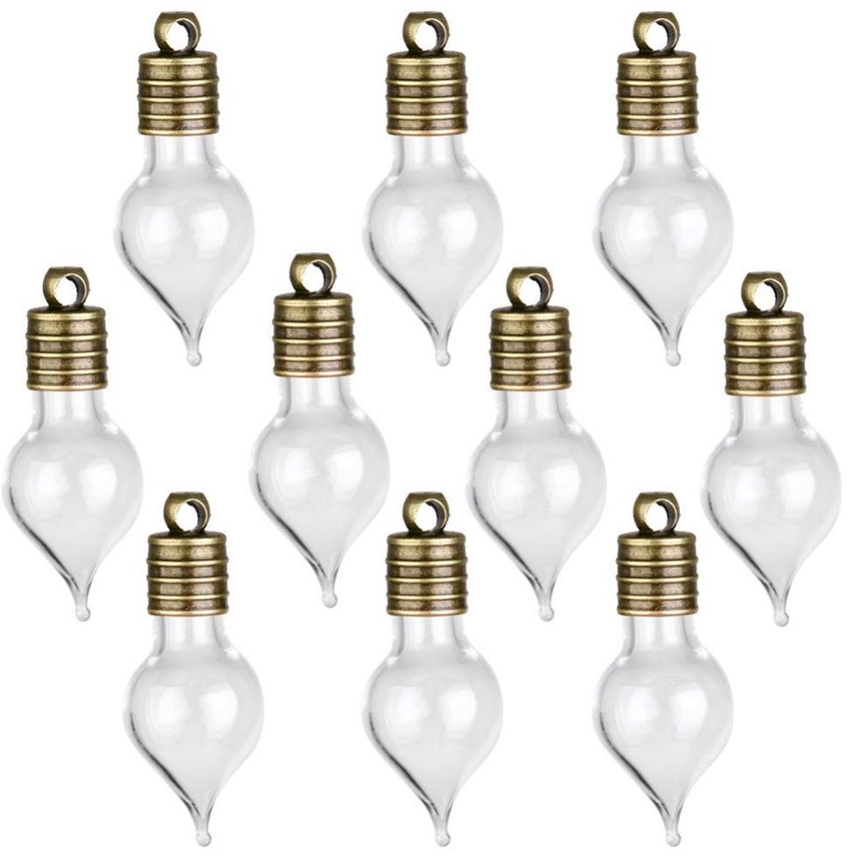 Dailygoods- Wijnflessen 10 stuks - Glazen Flessen met Hanger - Robuuste Decoratieve Flessen - Kunsthandwerk/DIY - Herinneringen/Feestdecoraties - Makkelijk te Reinigen - Glazen Flesjes