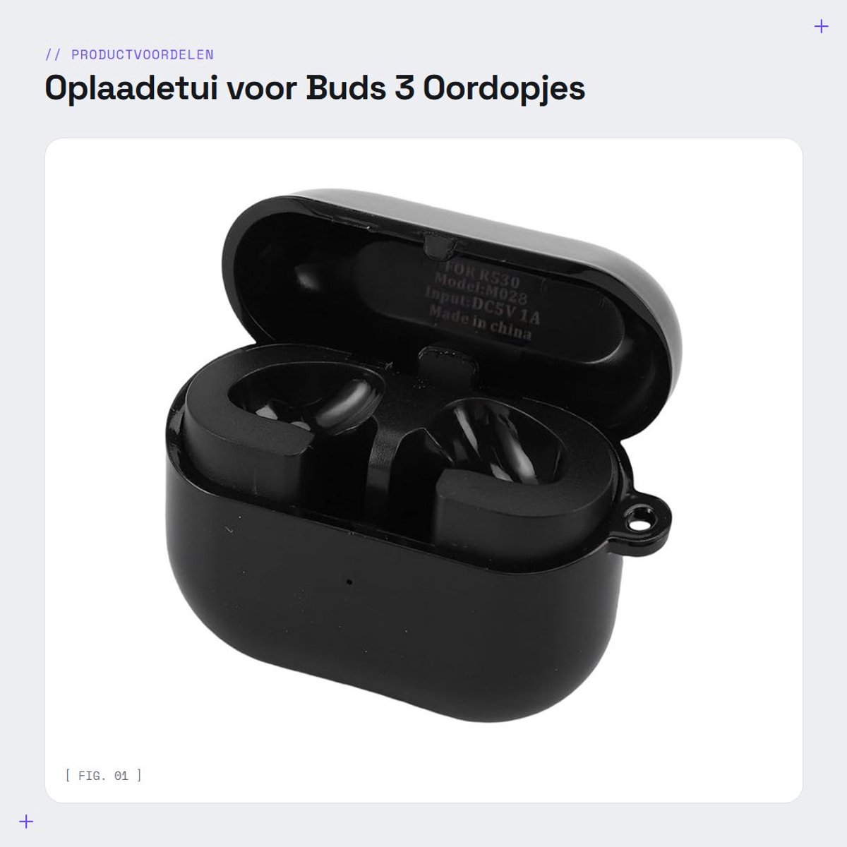 Dailygoods - Oplaadetui voor Buds 3 Oordopjes met USB-C Kabel