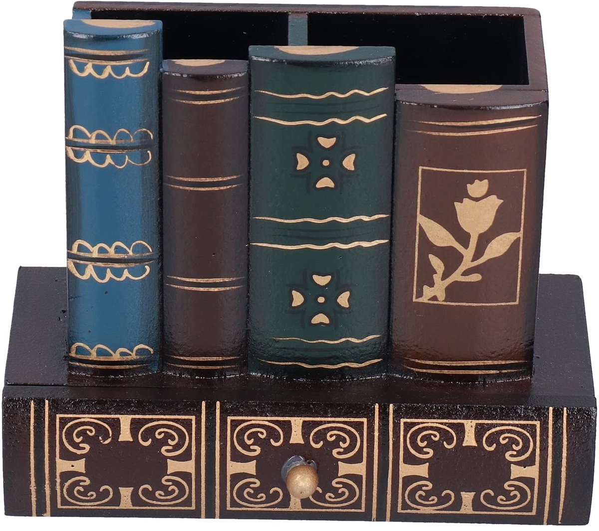 Dailygoods- Pennenhouder Retro Stijl - Bureau Organizer - Houten Pennenbakje - Desk Organizer - Decoratie voor Thuis/Office - 15 x 13.5 x 7 cm - Pencil Holder