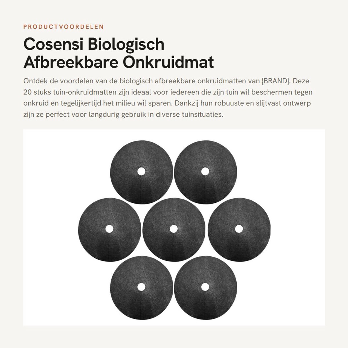 Dailygoods- Onkruidmat 20 Stuks - Biologisch Afbreekbare Mulchring - Slijtvaste Onkruidbestrijding - Geschikt voor Bloemen/Planten - Hoogwaardig Vliesmateriaal - Duurzaam en Veilig