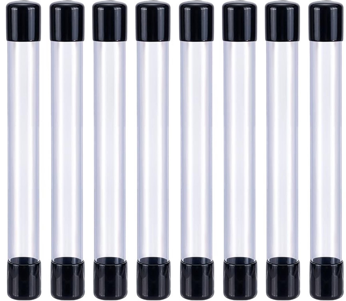 Dailygoods- Opbergbuizen 8 stuks - 8,26 inch lang - ID 0,78 inch - Doorzichtige plastic buis - Rubberen doppen - Voor kralencontainers, handwerk