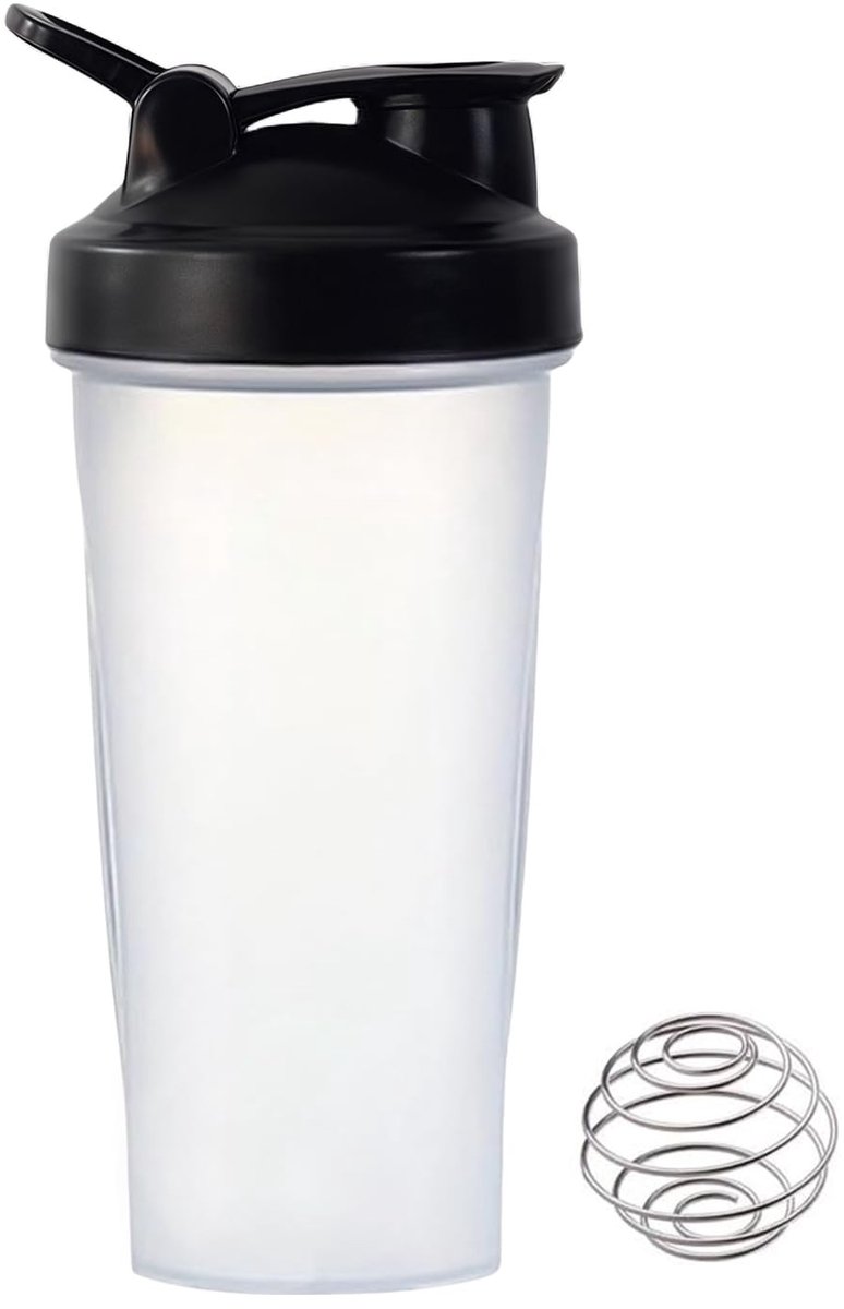 Dailygoods- Proteïne Shaker 600ml - Shaker met Bal - Transparant - Geschikt voor Smoothies - Ideaal voor Fitness - Hoogwaardige Materialen - Shakerbeker