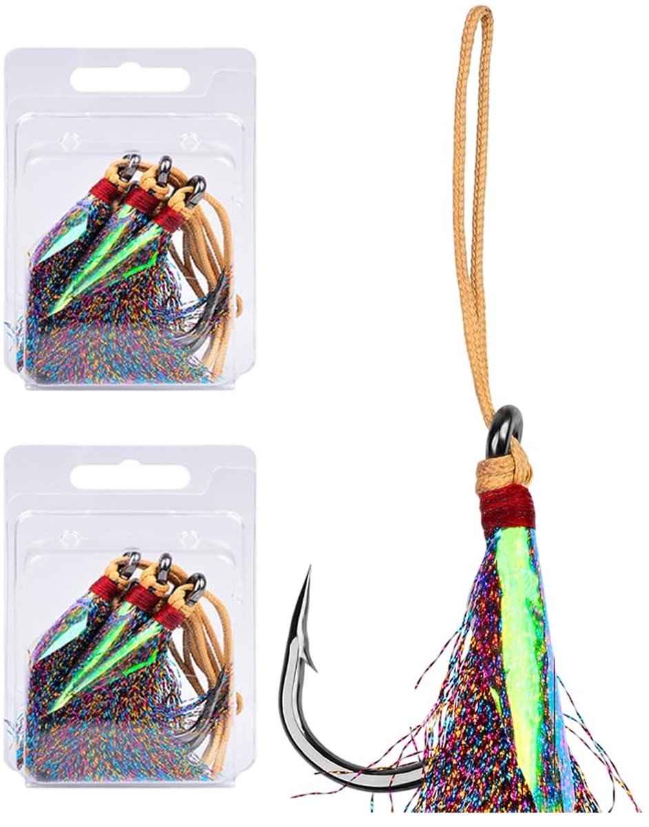 Dailygoods- Vishaken Bucktail Teaser - 2 Stuks - Prikkeldraad Ontwerp - Hoog Koolstofstaal - Voor Boot/Shore Trolling - Dynamisch Aas - Visaccessoires
