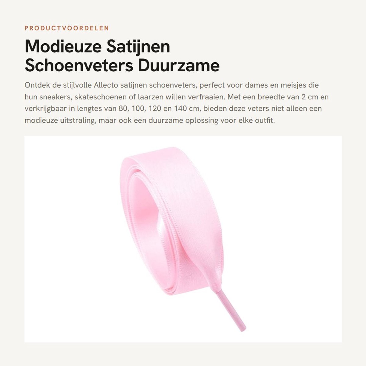 Dailygoods- Veters 2 cm breed - Satijnen Veters - Modieuze Lintveters - Veters 80/100/120/140 cm - Duurzaam - Stijlvol Accessoire - Schoenveters