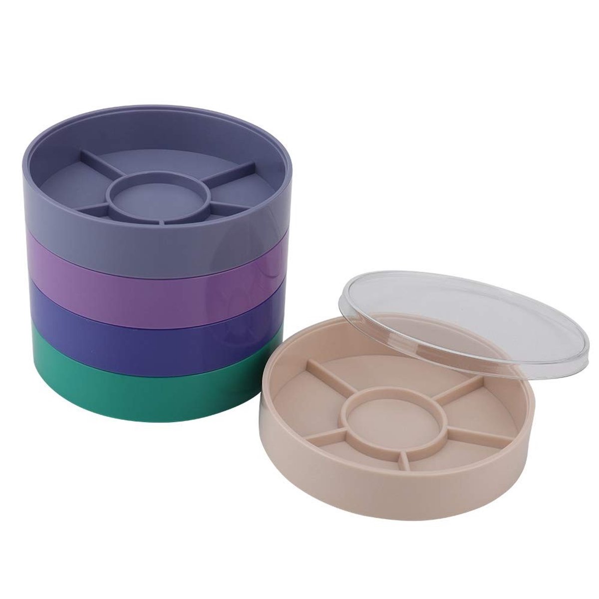 Dailygoods- Opbergdoos 5-laags - Horlogeaccessoires - Kunststof - Slagvast - Rond/Vierkant/Rechthoekig - Afmetingen 88x95 mm / 85x85x95 mm / 125x60x95 mm - Opbergbox