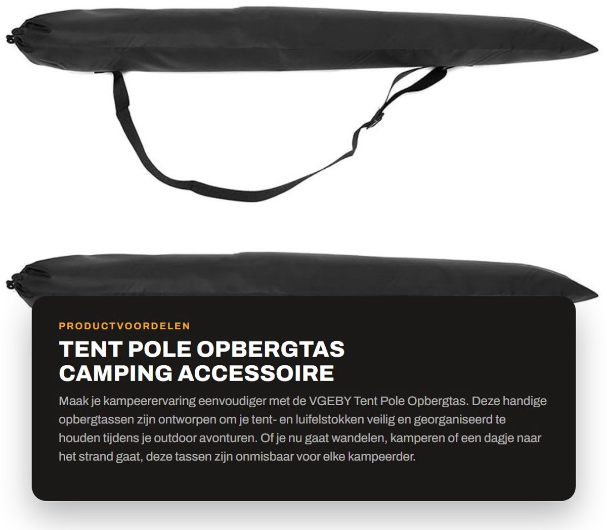 Dailygoods- Tentpole Opbergtas - 2 Stuks - Multifunctionele Draagbare Tas - 80x15cm - Geschikt voor Luifel Palen - Sterk en Duurzaam