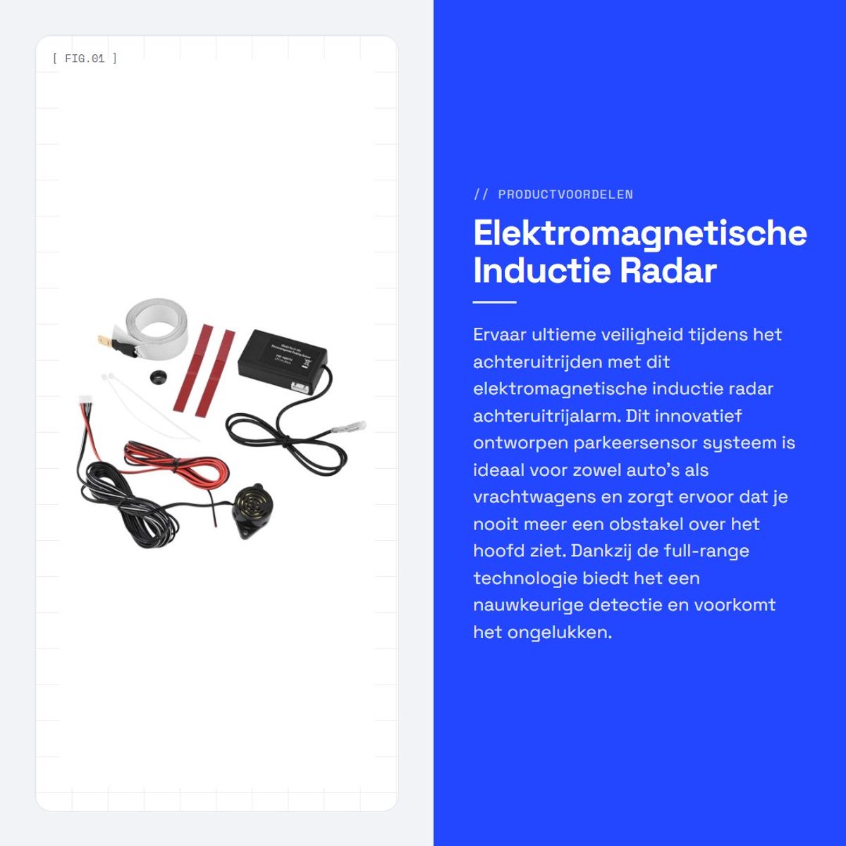 Dailygoods - Elektromagnetische Inductie Radar Achteruitrijalarm - Parkeersensor - Volledig bereik - Geschikt voor Auto en Truck - Veiligheid - Betrou...
