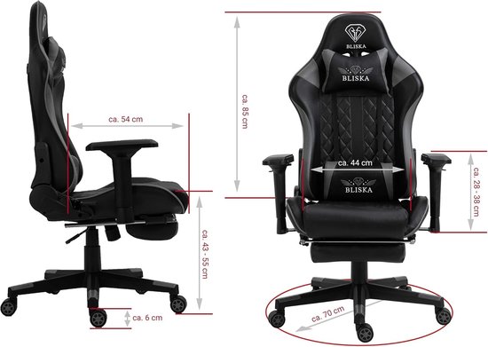 Gaming Stoel - Gamer Stoel - Comfortabel Zitten - Verstelbare Rugleuning - 70 x 55 x 140 cm - Roze Wit — afbeelding 5