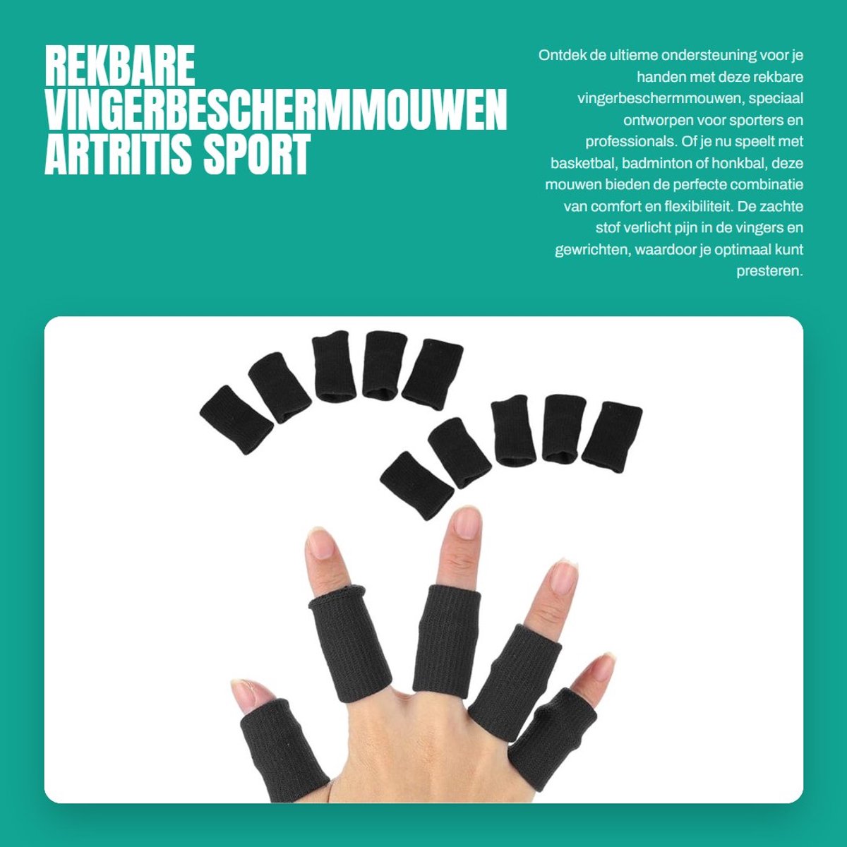Dailygoods- Vingerbeschermmouwen Rekbaar - Ondersteuning - Sport - 10 Stuks - Geschikt voor Alle Vingers - Verlicht Pijn en Ongemak - Vingerbescherming