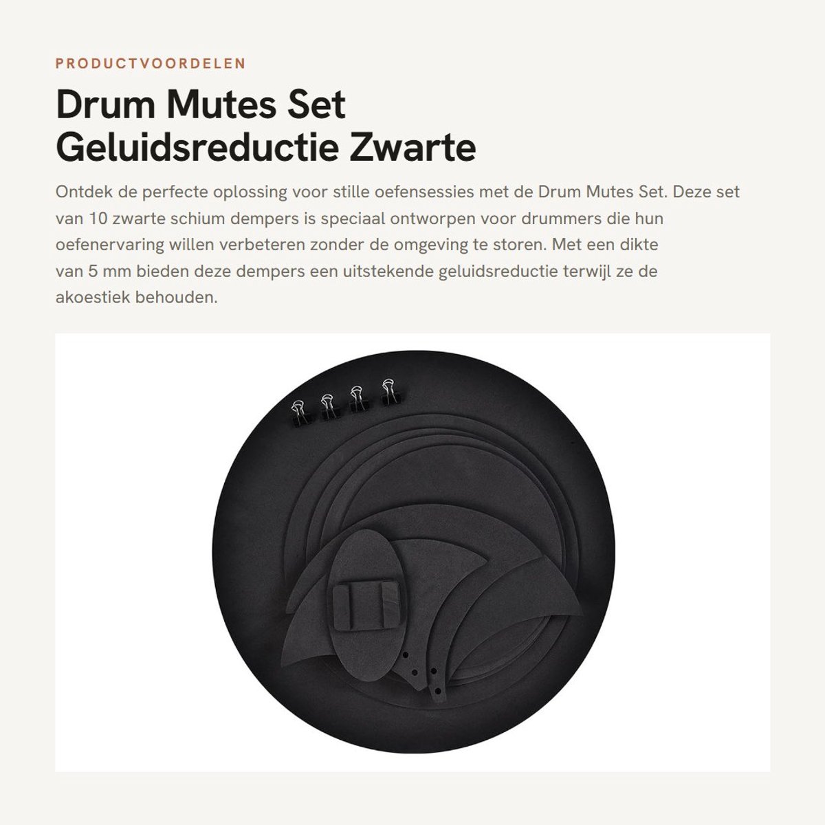 Dailygoods- Drum Dempers Set 10 Stuks - Zwarte Schuim Dempers - Geluidsreductie Accessoires - Stille Oefenpad - 5 mm Dikte - Hoge Flexibiliteit - Drum Pads