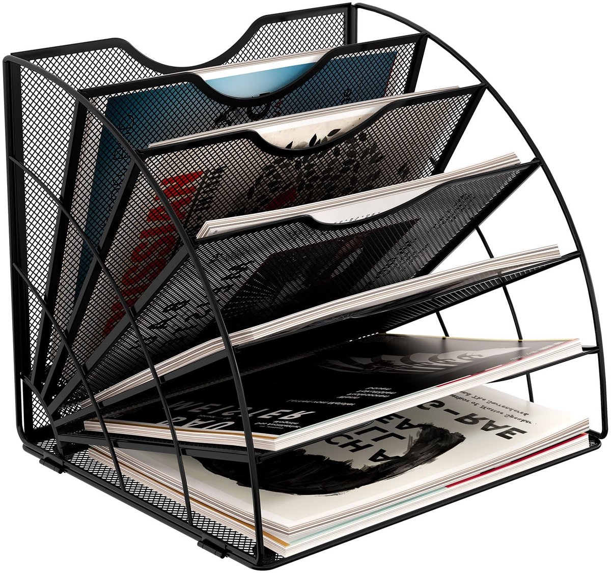 Dailygoods- Papierorganizer Waaiervormig - Documenthouder A4 - Bureau Organizer - Tijdschrift Houder - Archief Rek - Duurzaam Metaal 32,5 x 28 x 28 cm