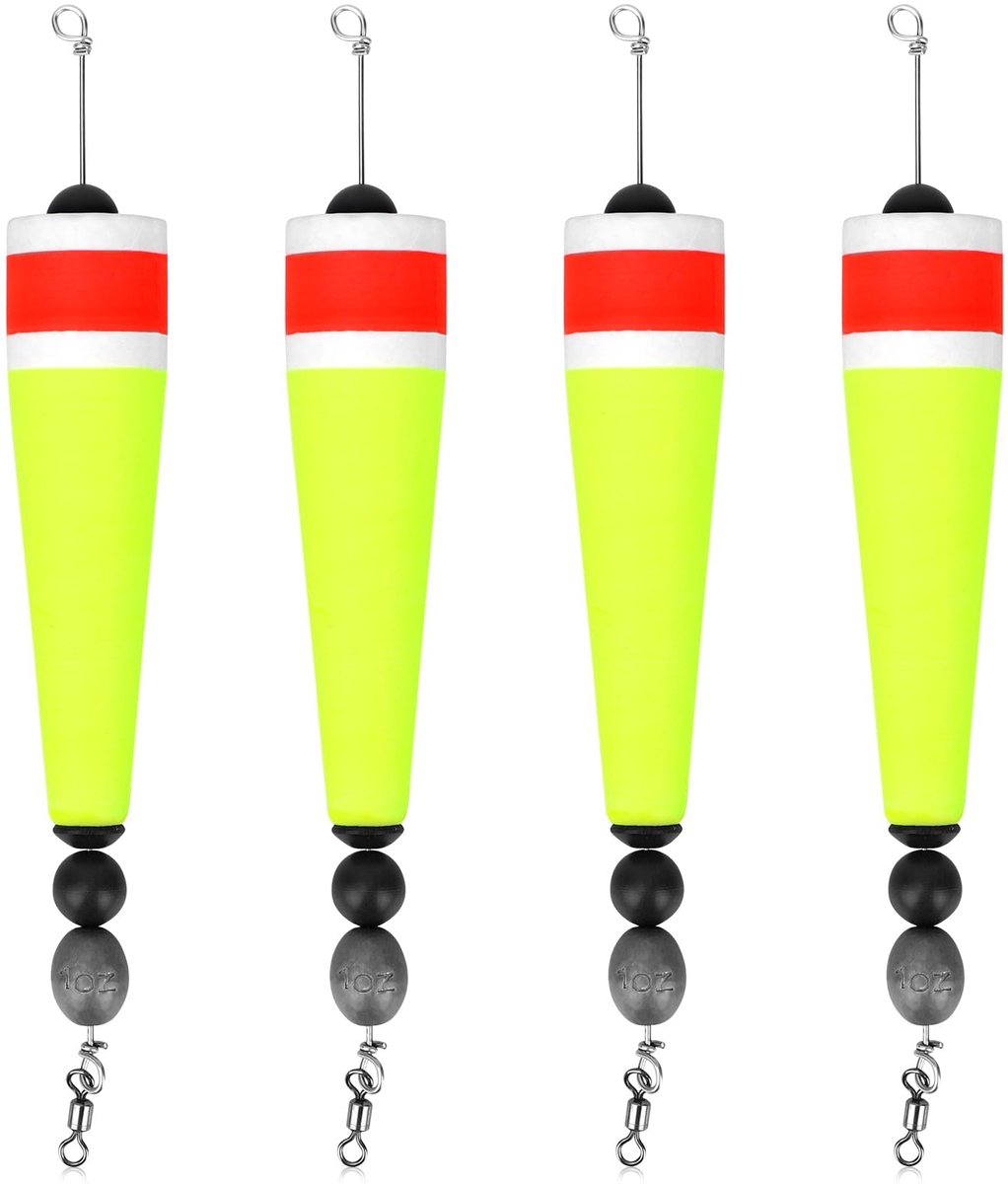 Dailygoods- Visgerei 4 Stuks - Visslipwaggers - Popping Corks - Dobbers - Verzwaarde Sets - Totale Lengte 235 mm - Visdobbers