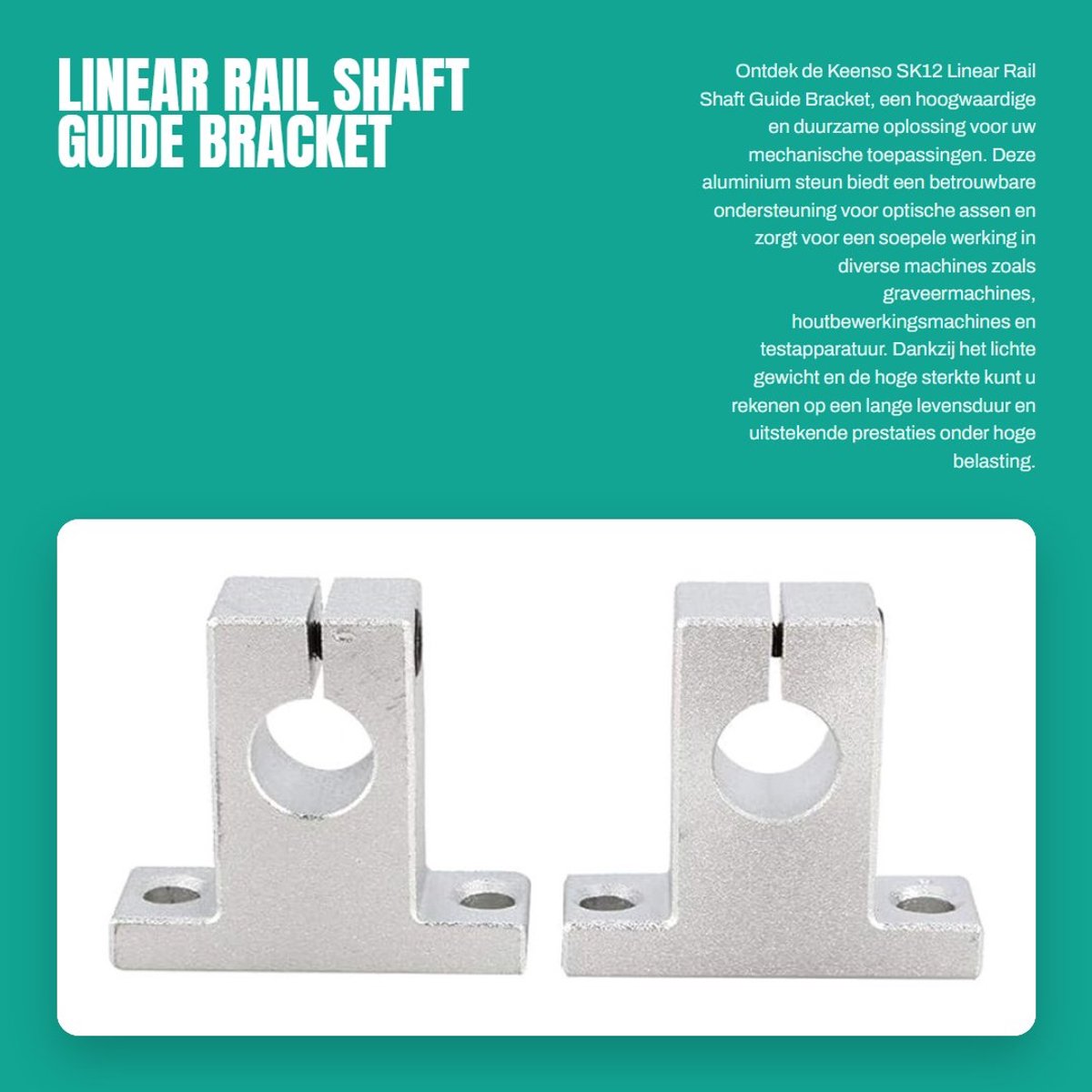 Dailygoods- Lineaire Rail - Aluminium Beugel - 12mm - Ondersteuning - Hoge Sterkte - Geschikt voor Graveermachines/Printmachines - Railsteun