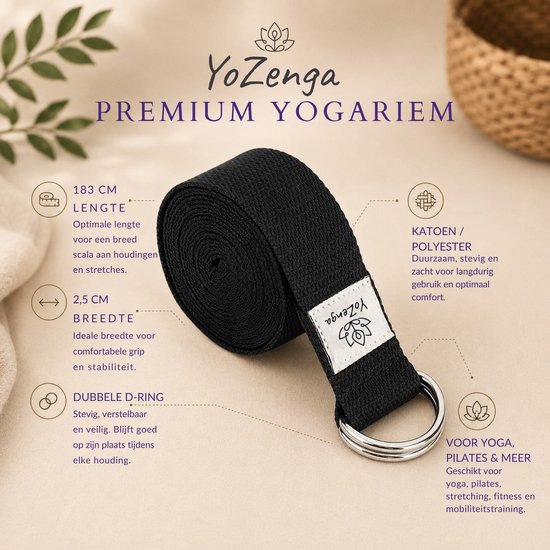 YoZenga yogariem - yogastrap - Black van YoZenga — afbeelding 3