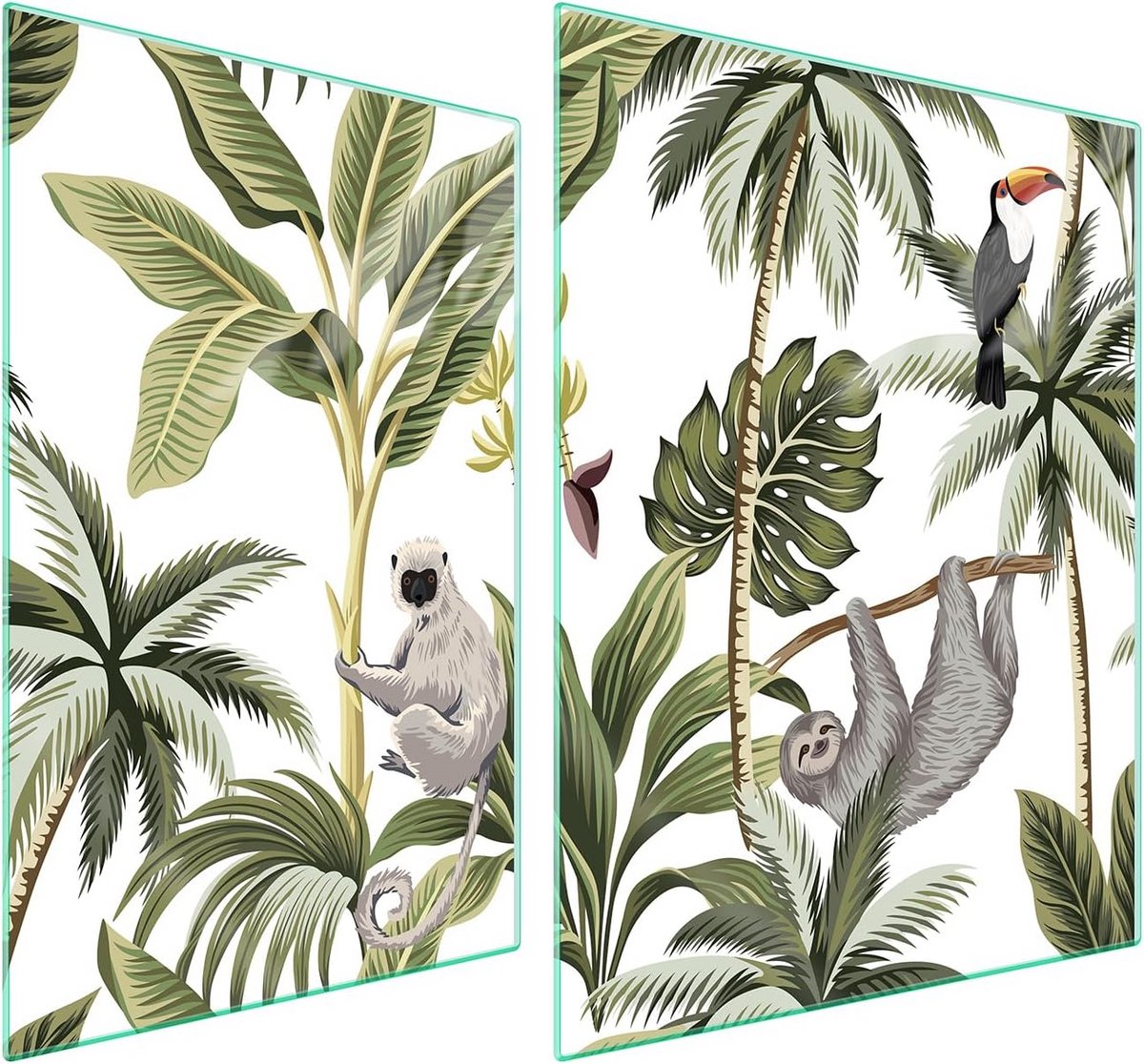Afdekplaat Kookplaat Werkblad Beschermer Keuken Decoratie Gehard Glas 70x52 cm Bladeren Motief