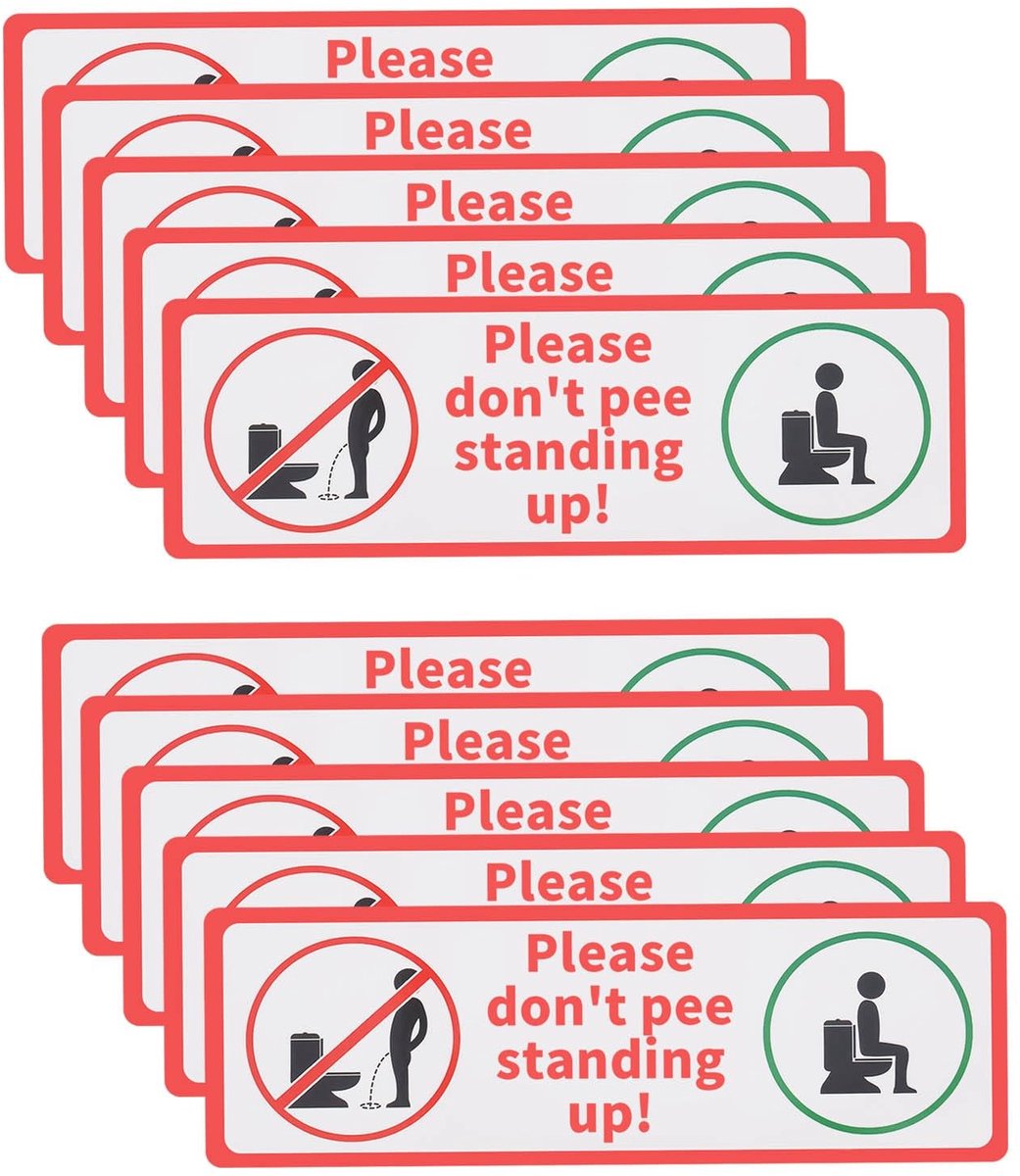 Dailygoods- WC Sticker 10 Stuks - Toiletherinnering Sticker - PVC Waterdicht - 15x5 cm - Universele Toepassing - Duidelijke Boodschap - Toiletstickers